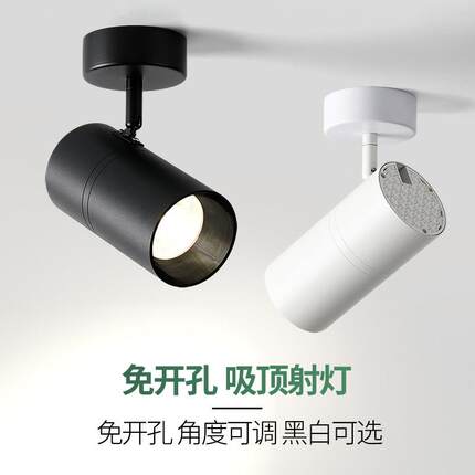 led明装吸顶射灯 家用客厅背景墙聚光小山丘商用可调角度小轨道灯