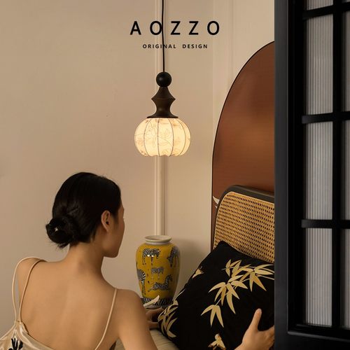 奥朵复古床头吊灯卧室吊线灯法式小吊灯创意房间走廊氛围装饰灯具