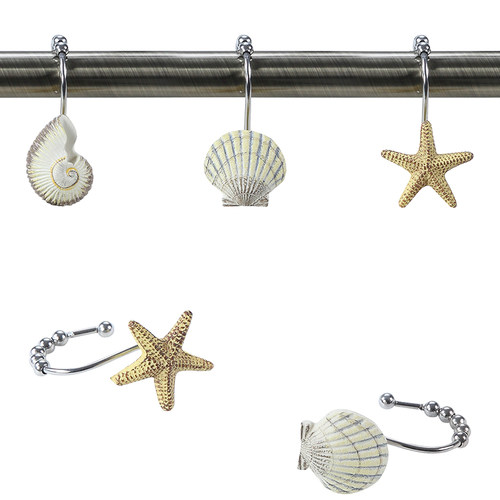 黛世浴帘挂钩装饰性创意设计滚珠挂钩多个装浴帘圈环勾挂环