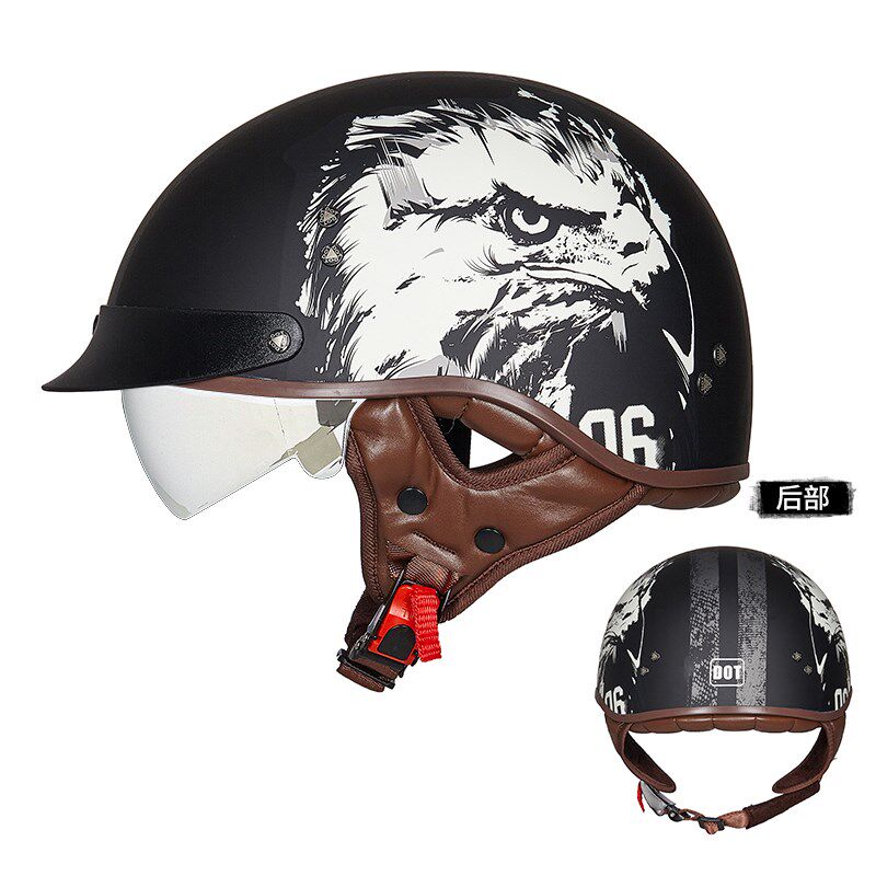 DOT头盔机车男个性复古哈雷四季半盔瓢盔女电动车安全帽摩托车