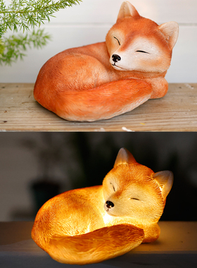 小狐狸创意桌面摆件花园庭院阳台装饰造景布置工艺品摆设树脂动物