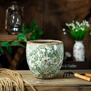 库存复古多肉花盆陶瓷家用室内透气创意艺术田园风绿萝大小号客厅