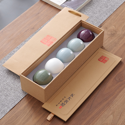 五大名窑茶杯 功夫茶具陶瓷套装 汝窑开片主人单杯品茗杯子礼盒装