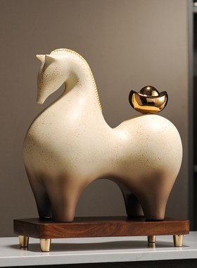 新中式国风马上有钱摆件马客x厅电视柜酒柜装饰品乔迁新居礼品送