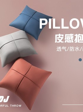 科技布抱枕沙发客厅轻奢高级感20C23新款大靠垫套不含芯橙色皮靠