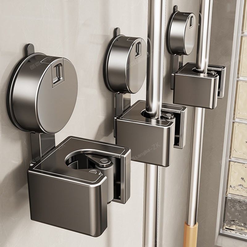 吸盘拖把架拖把壁挂夹扫把挂钩免打孔F卫生间浴室门后收纳架子神