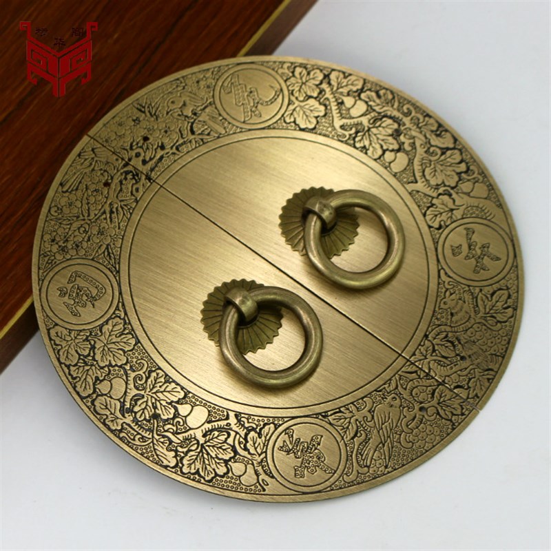 中式明清拉手书柜橱柜门仿古拉手纯黄铜复古M把手吊环拉手门子拉