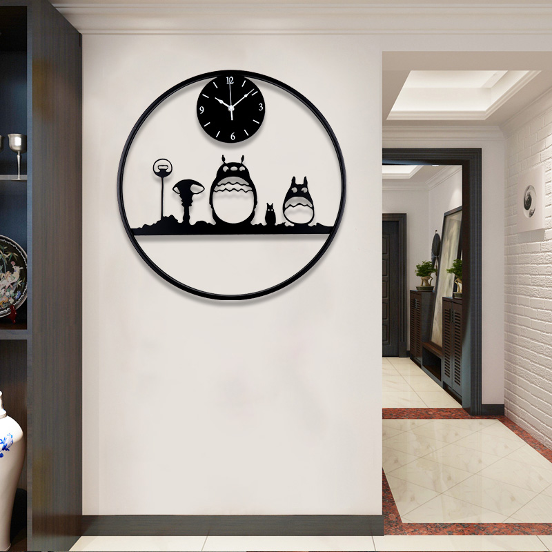 龙猫挂钟客厅个性创意时尚钟表挂墙现代简约艺术装饰挂.表家用时