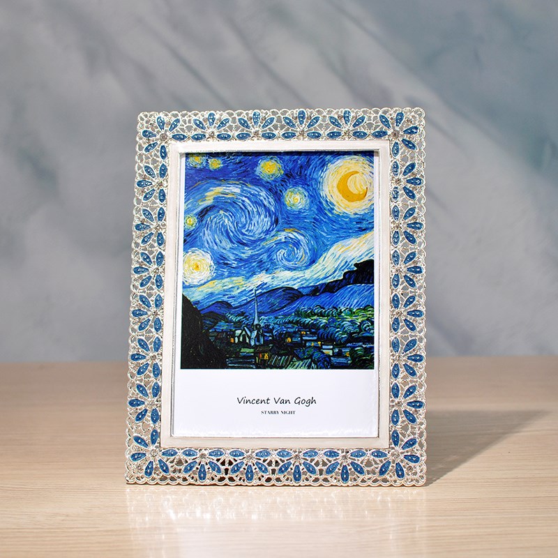 轻奢欧式婚纱照相框摆台创意复古6 F7寸金属空框客厅摆件高级感