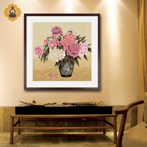 斗方工笔花鸟国画富贵牡丹荷花玄关办公室书房新中式挂画装饰画框,家居饰品,国画,淘宝优惠券,粉丝福利购,淘宝优惠卷