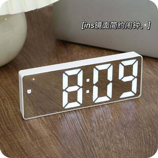 面摆台时钟学生用闹钟表数字时间电子桌面显示器式镜钟表摆件简约