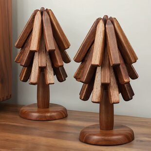 餐桌创意防烫圣诞树垫形锅垫小树隔热垫实木质隔热垫棵碗树杯垫一