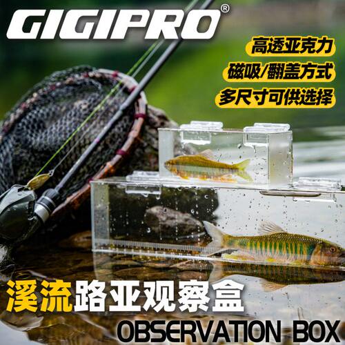 吉靡透明水晶观察盒 野采透明观鱼盒 带刻度尺便携式溪流观鱼器