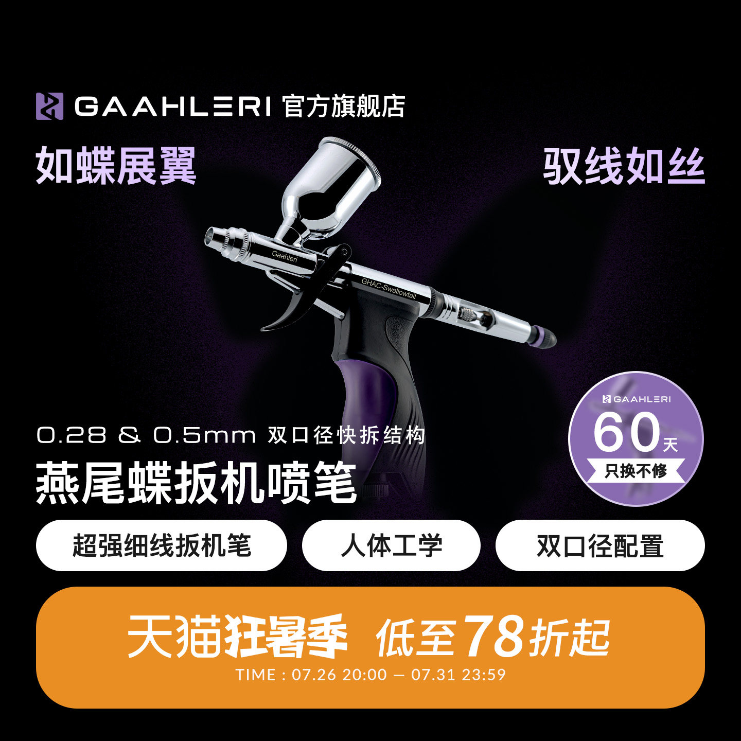 0.28&0.5双口径模型喷涂板机喷笔