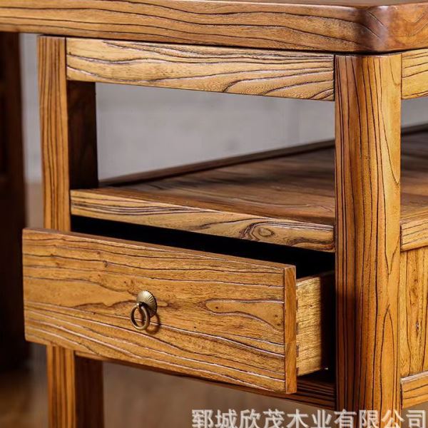 复古仿古公桌新中式老榆木书桌书房老板桌学生写字桌实木书法桌