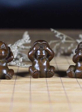 手工不茶宠日式说仿古实心紫物件 三铜不茶道不不猴看小听小摆件