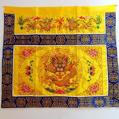 刺绣紫龙头布桌裙桌道装饰4工艺品桌布1米围案黄刺绣蓝堂红色台围