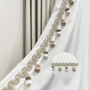 流苏帘头装 厂促轻纺城窗帘花边辅料蕾丝美式 饰轻奢镶边端穗子拼接