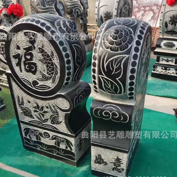石雕抱鼓门墩 庭院酒店中式门口摆放石狮子门鼓 青石抱鼓石摆件