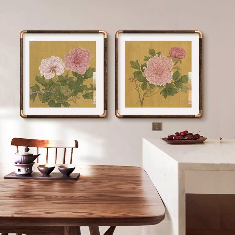 富贵牡丹花玄关装饰画客厅背景墙张大千国画挂画新中式茶室禅意壁