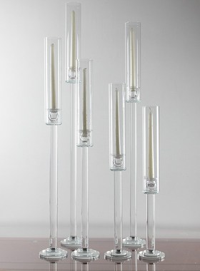 水晶透明烛台单头玻璃蜡烛台婚庆装饰路引烛光晚餐蜡烛烛台