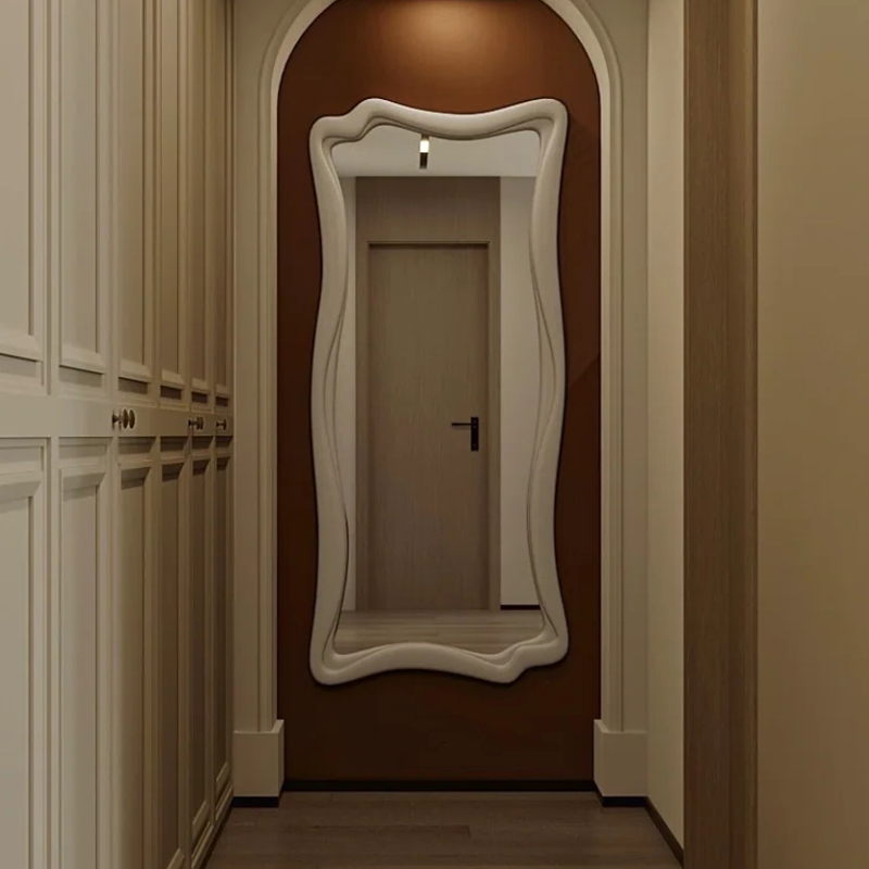 直销顺丰百搭奶油风不规则落地镜