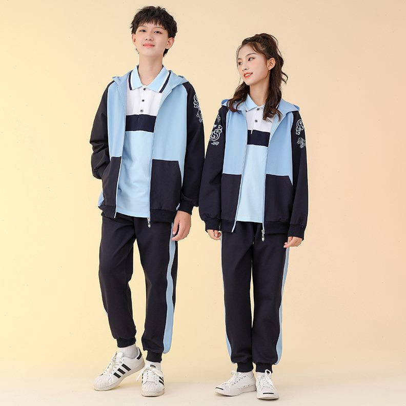 校服外套学院风小学生韩版潮初中生班服高中生连帽会秋季套装运动
