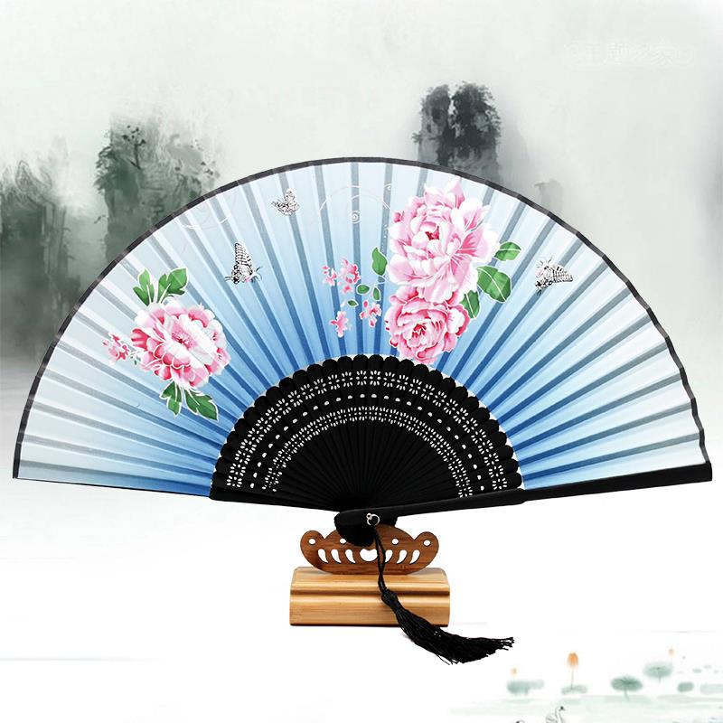 扇子折扇古典中国风女式流苏随身便携汉服折叠小竹扇手工艺礼品扇