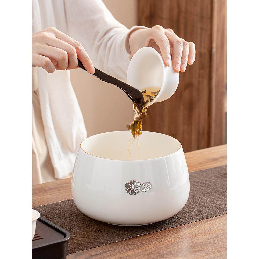 晟窑白瓷茶洗家用特大号茶渣缸水盂杯洗大容量废水缸收纳碗茶杯盆