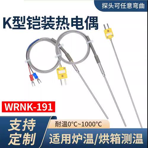 K型铠装热电偶2520探针耐高温WRNK191温度感测器炉温测温监视器