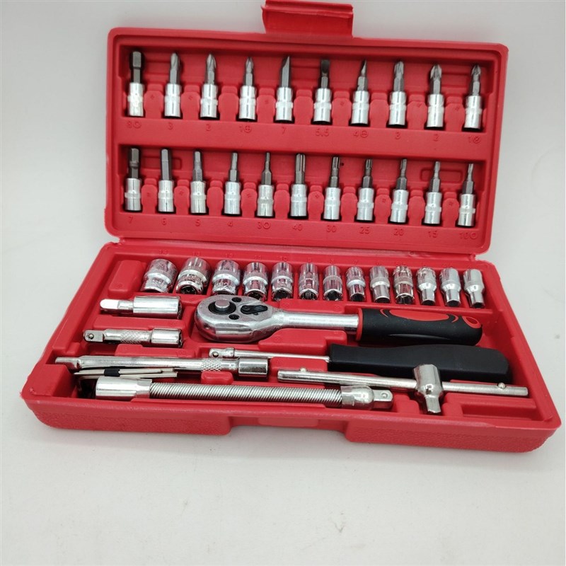 46件套组合工具汽修组套套筒扳手棘轮扳手批头套装工具箱