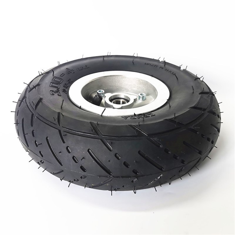 10寸电动三轮车轮子代步车后轮3.00-4充气轮胎整轮套装带铝轮毂l