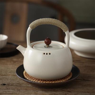 苏打釉白泥煮茶壶惠泽轩日式耐高温烧水陶壶电陶炉炭炉冲茶陶瓷壶