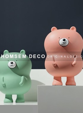 从上卡通公仔摆件儿童房间可爱动物雕塑M客厅玄关酒柜软装饰品