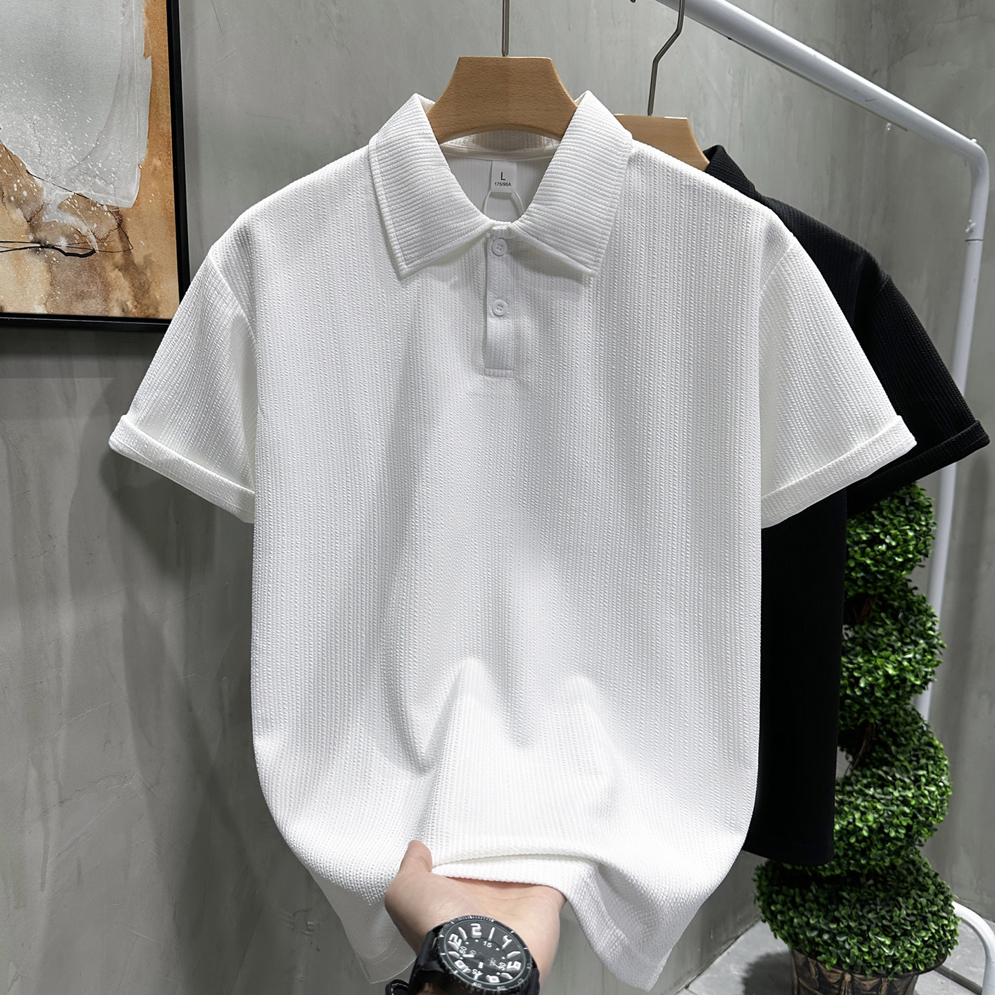 高端冰丝polo衫男短袖纯色百搭