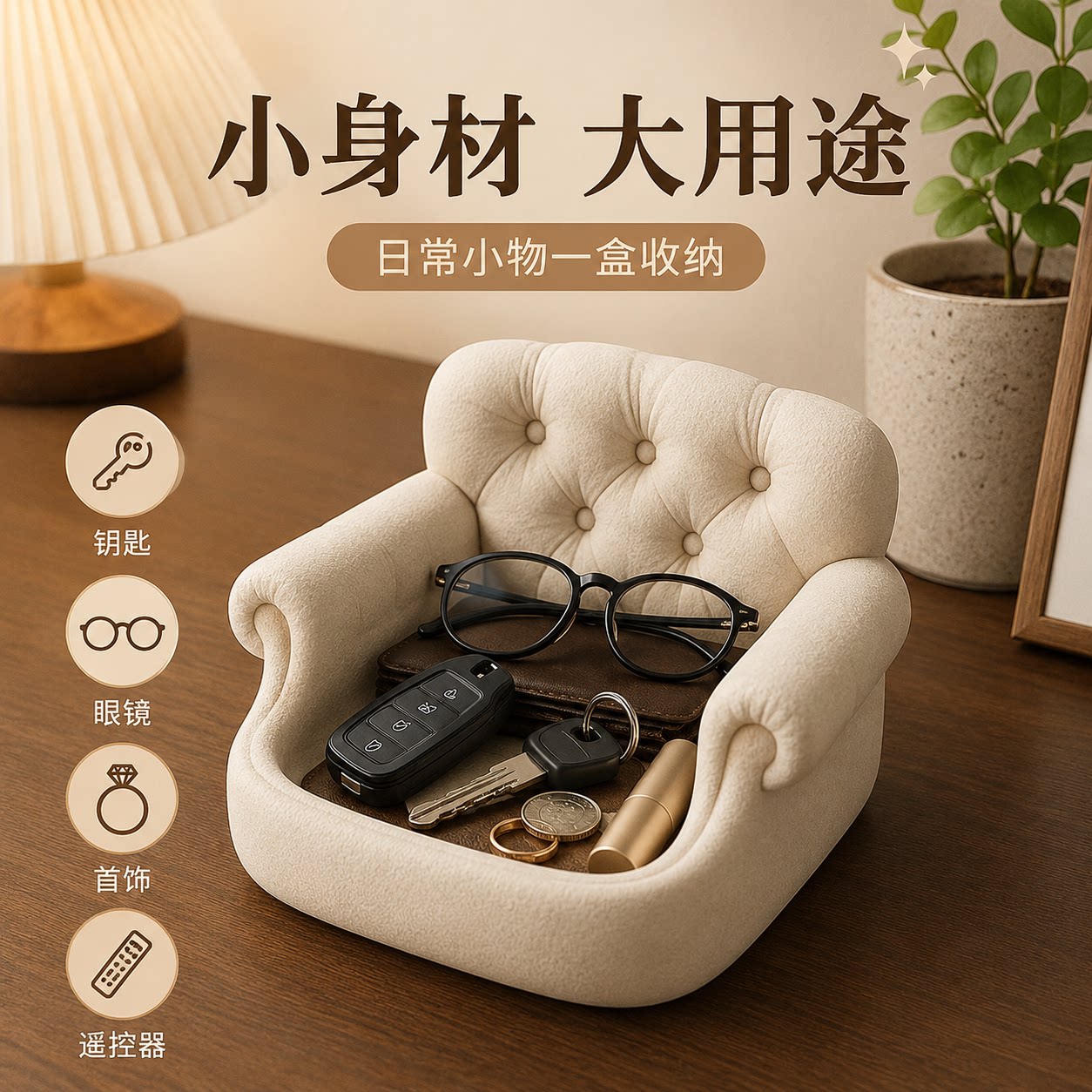 沙发造型收纳盒创意桌面杂物托盘钥匙眼镜首饰遥控器玄关置物盒