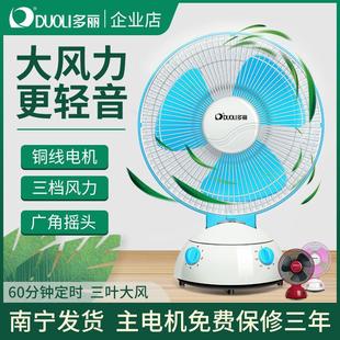 多丽电风扇家用台式 小型台扇左右摇头大风力定时双电机儿童FT2