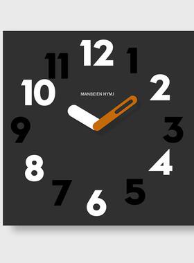 挂钟客厅家用时尚方形新款挂墙静音黑色大气艺术北欧时钟个性钟表