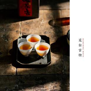 觅白瓷包银口主人杯纯手工夫茶薄胎摹古龙蛋品茗素雅文人茶室闻香