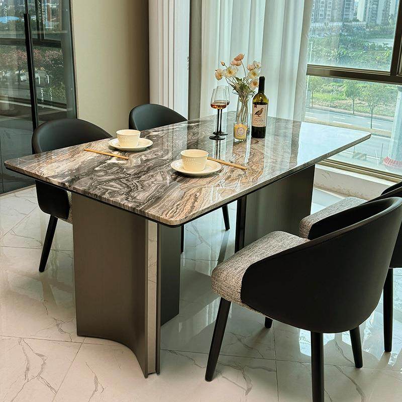威尼斯棕餐桌轻奢高端天然微晶石超晶石意式极简奢石桌子轻奢高端