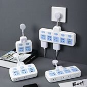 一插座办公排插多插座USB转多孔线短夜灯多功能插头转换器