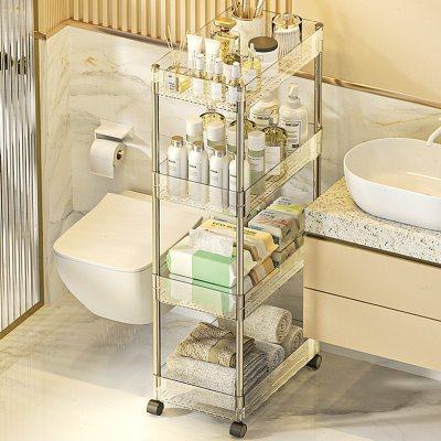 卫生间置物架厕所夹缝收纳柜浴室小推车收纳架落地可移动多层角架,家庭/个人清洁工具,浴室角架/置物架,淘宝优惠券,粉丝福利购,淘宝优惠卷