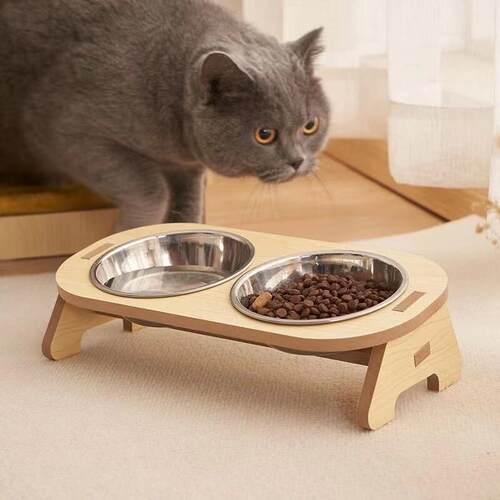 猫咪双碗成猫幼猫瓷碗防打翻猫食碗陶瓷宠物碗猫碗小型狗狗饭碗