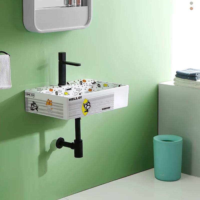 小户型儿童卡通悬壁挂式卫生间迷你洗手台一体洗脸池挂墙式洗手盆