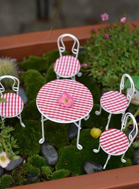 田园阳台微景观桌椅摆件5件套娃娃屋家具套装盆景摆件迷你装饰品
