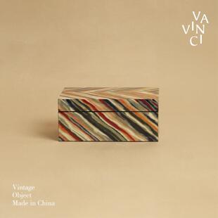梵其【重彩】复古轻奢条纹木质烤漆饰品盒托盘极简桌面收纳储物盒