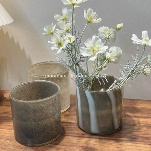 小山园罐子系列 |棕色系手工琉璃花瓶桌面收纳桶垃圾桶鲜花醒花器