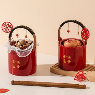 子孙桶结婚婚庆用品大全出嫁用喜事摆件娘家陪嫁女方红色嫁妆喜桶