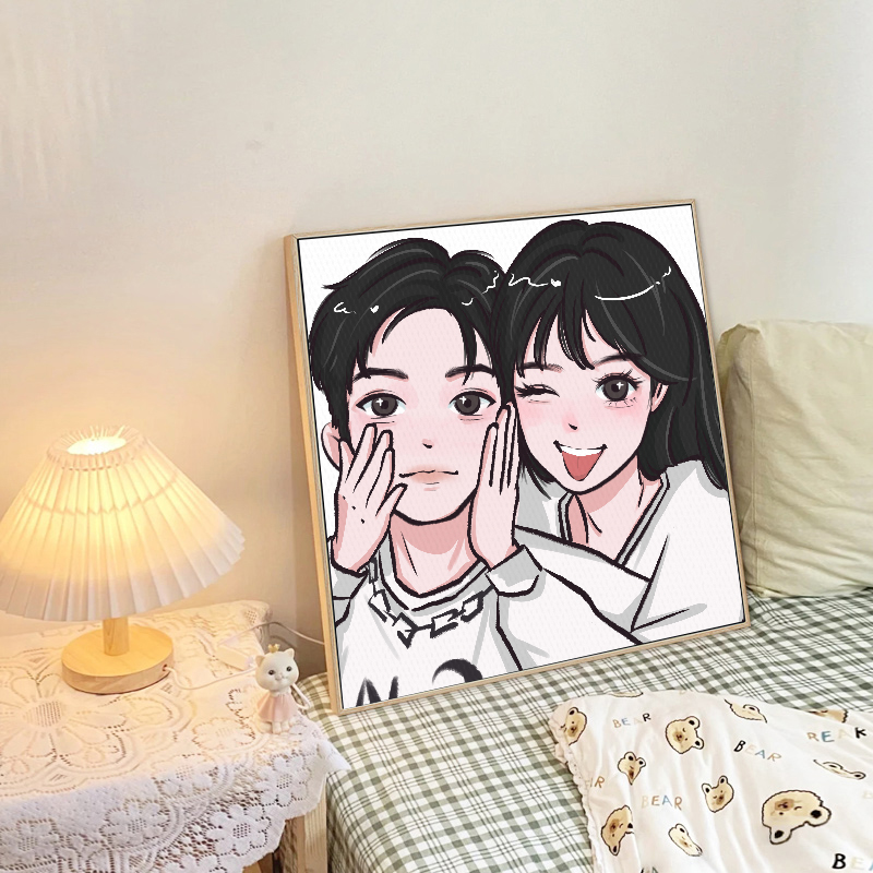 星蝶公主我要变成装饰画油画布打印头像卡通有框画像定制真人照片