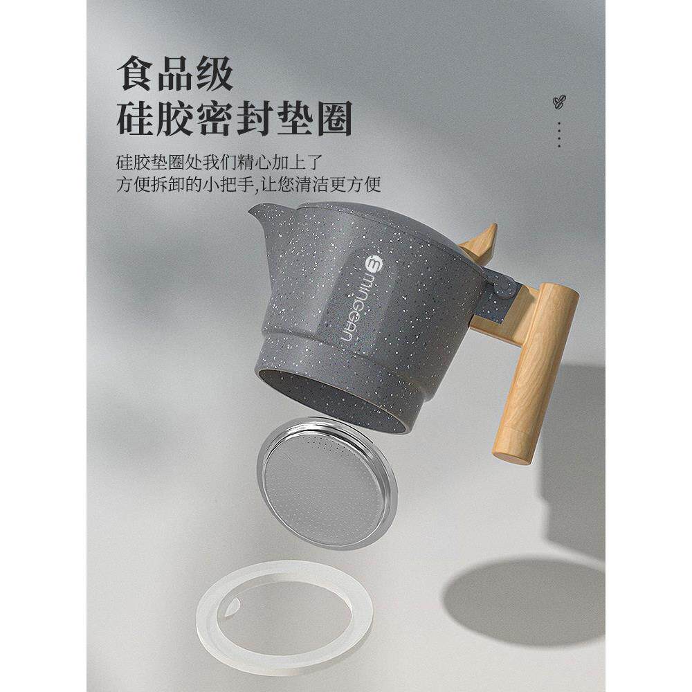 9ZRT双阀摩卡壶不锈钢壶压咖啡壶家用复古欧式户外浓缩咖啡器具